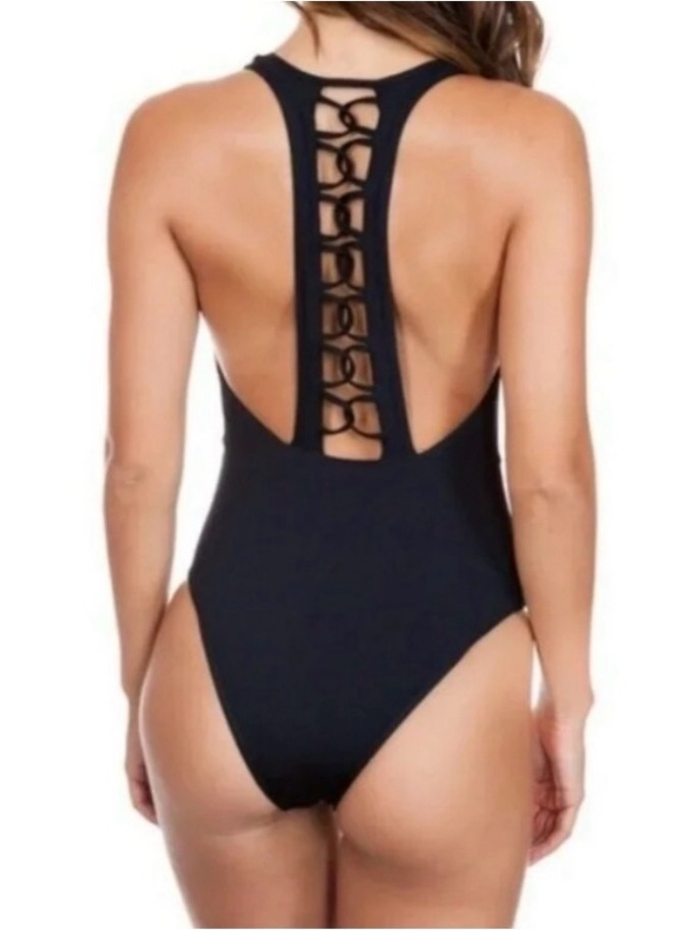 l*space Ryder Black One-Piece Swimsuit with Decorative Lace-Back